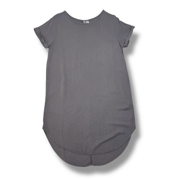 H&M Divided Cuff Sleeve Viscose Shirt Shift Dress Taupe Grey Medium - Picture 12 of 12